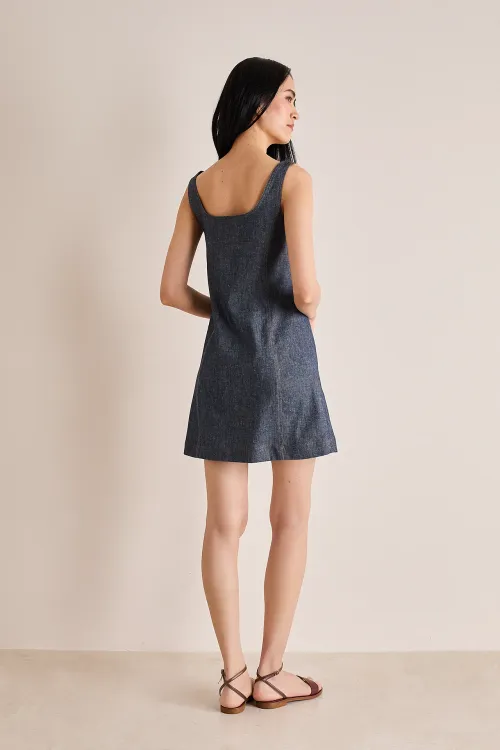 Linen and cotton stretch dress