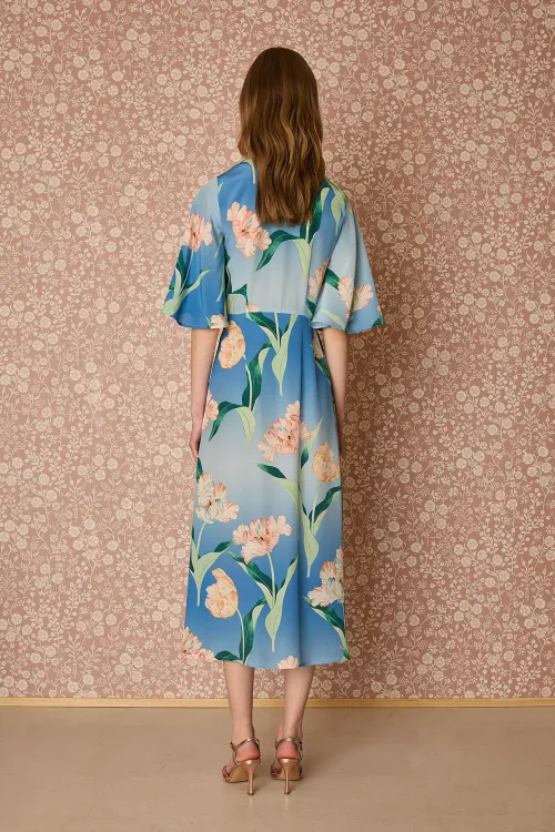 Silk dress with wrap neckline – Made with Liberty Fabrics