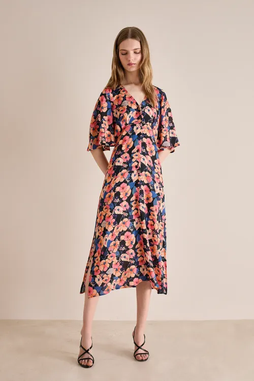 Shirt dress with bell sleeves