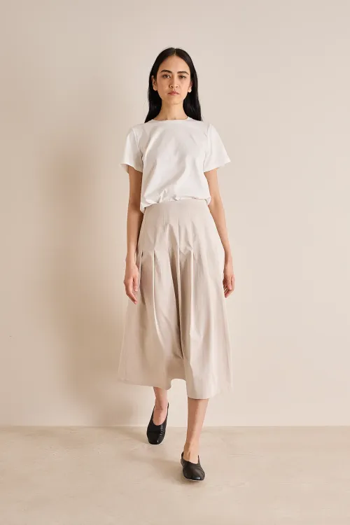 Cotton and silk pleated skirt