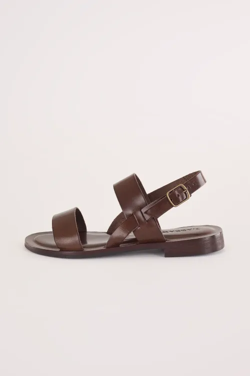 Leather sandals with double strap