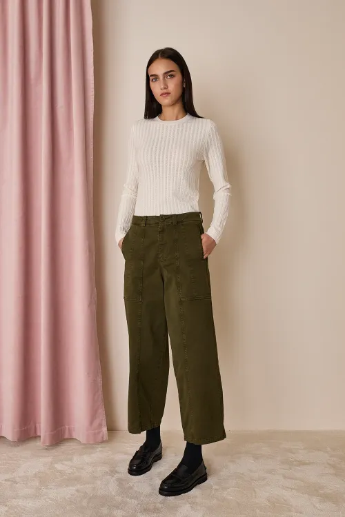 Fatigue pants in structured cotton