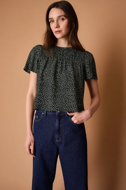 Floral gathered top