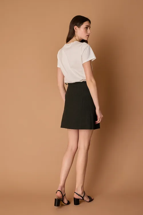 Linen-blend mini wrap skirt