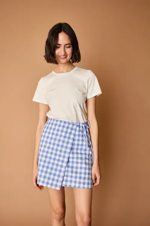 Linen wrap mini skirt