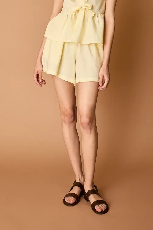 Shorts in lino con elastico