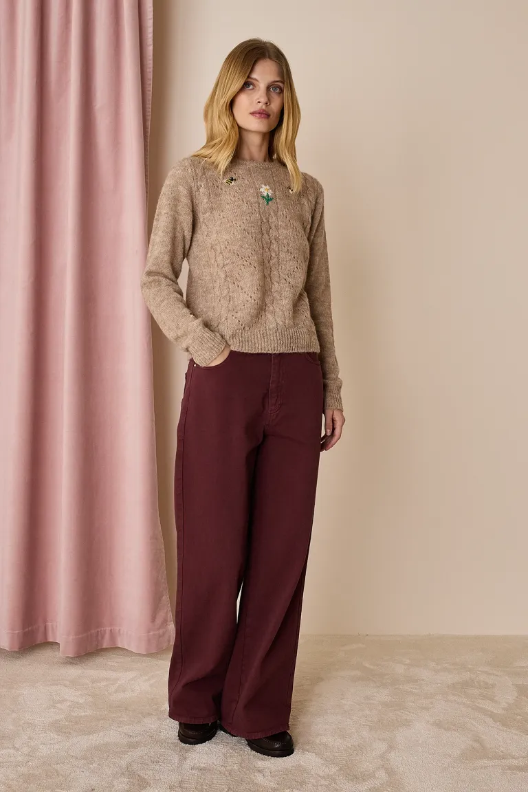 Garment-dyed cotton trousers