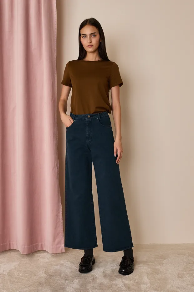 Garment-dyed cotton trousers