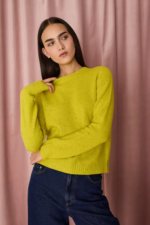 Buttoned yarn crewneck