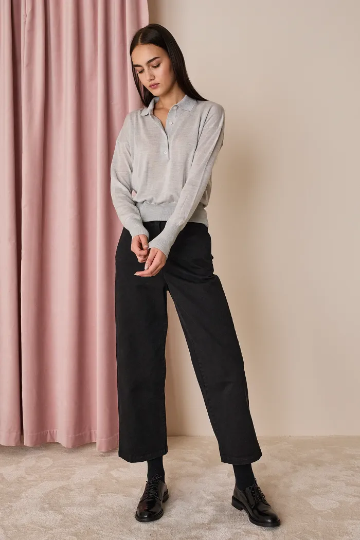 ァッション人気ブランドランキング blend wool FASHIRU polo 黒 sweater knit トップス