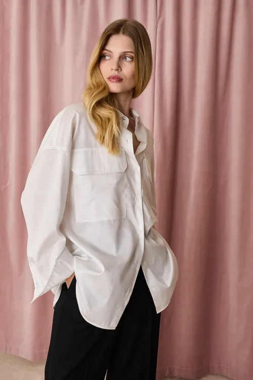 Cotton oversized shirt with maxi pockets