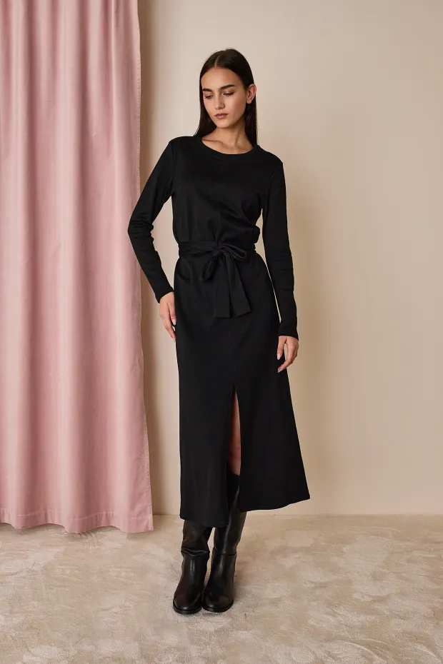 Long-sleeved dress in cotton jersey