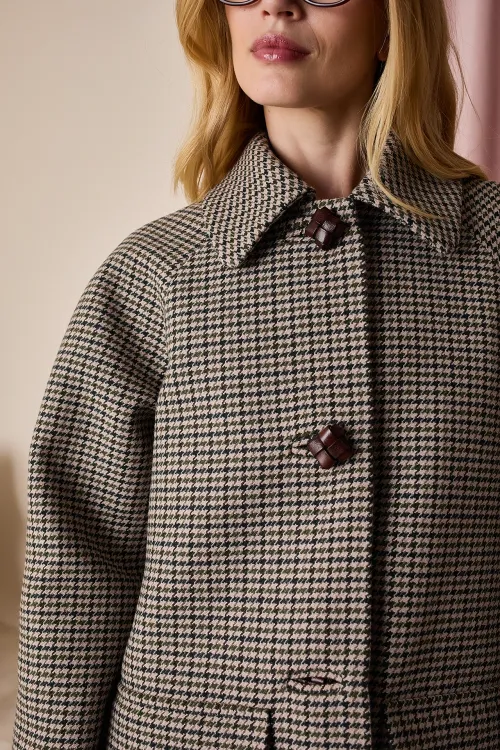 Houndstooth wool jacket