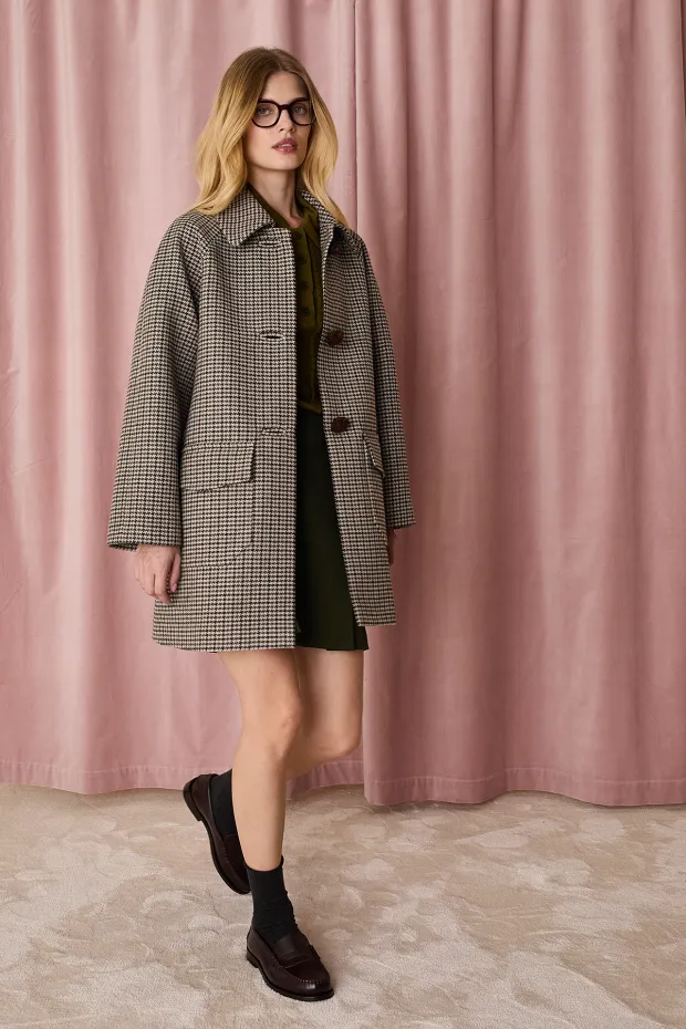 Houndstooth wool jacket