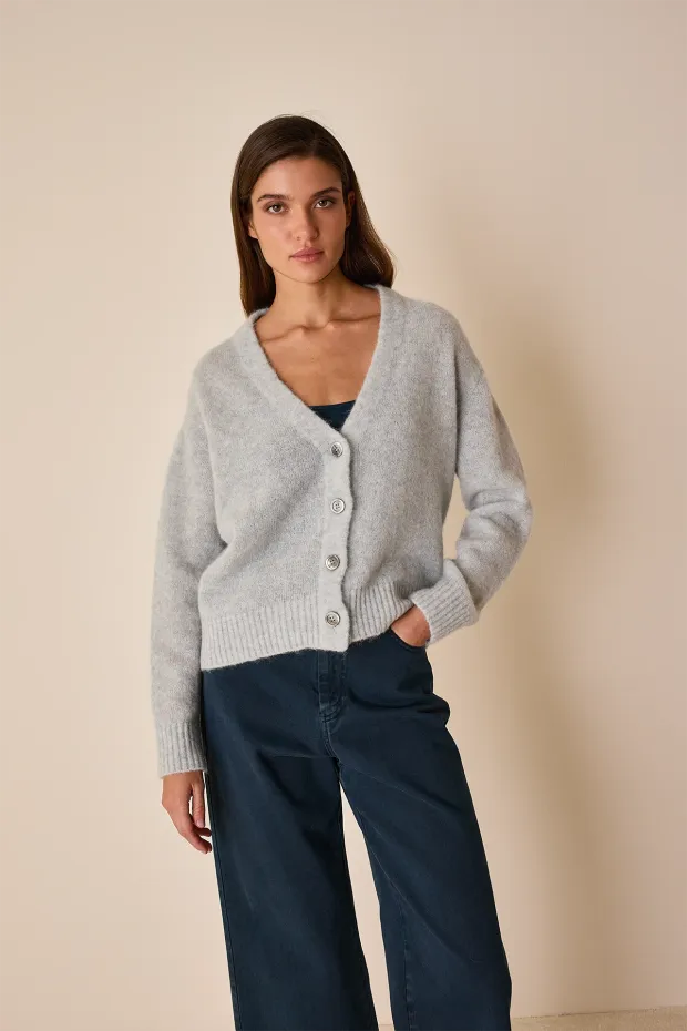 Cardigan in mohair elasticizzato