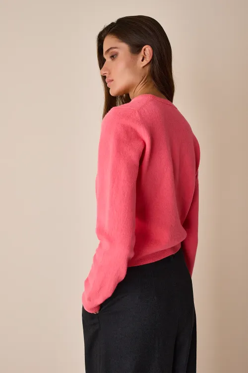 V-neck sweater with mother-of-pearl buttons