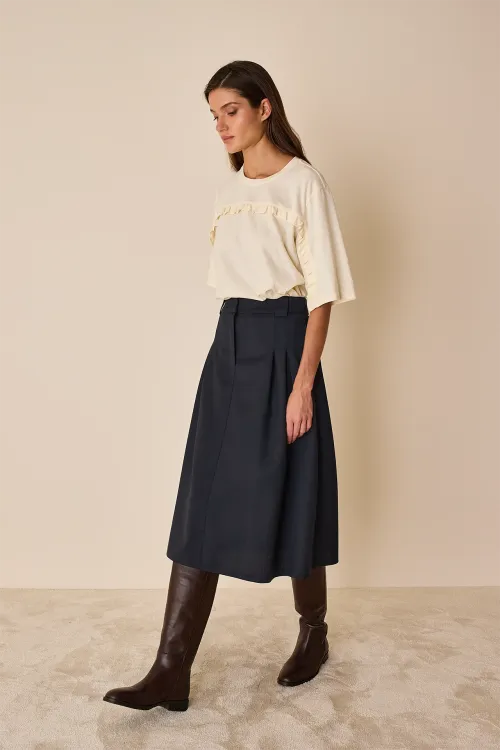 Wool midi skirt