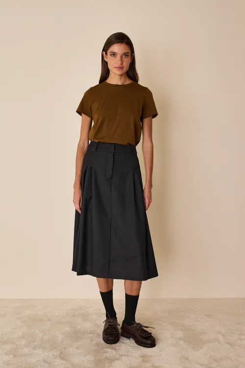 Wool midi skirt