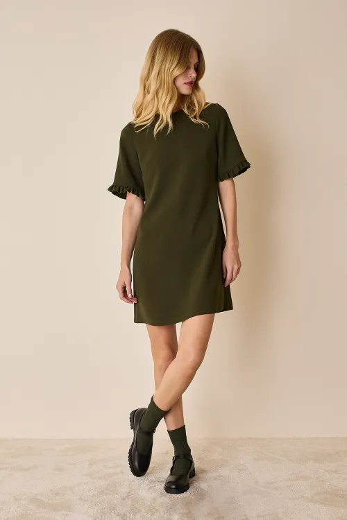 Ruffled short sleeves dress