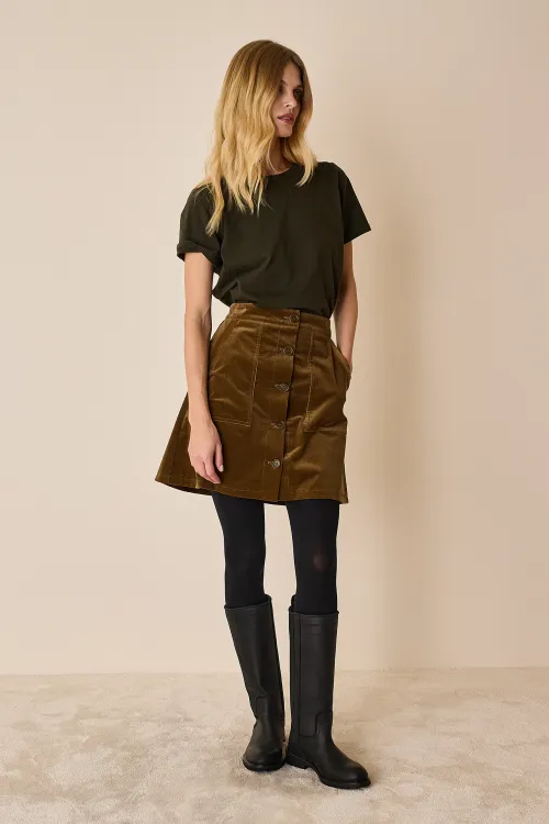 Corduroy buttoned skirt