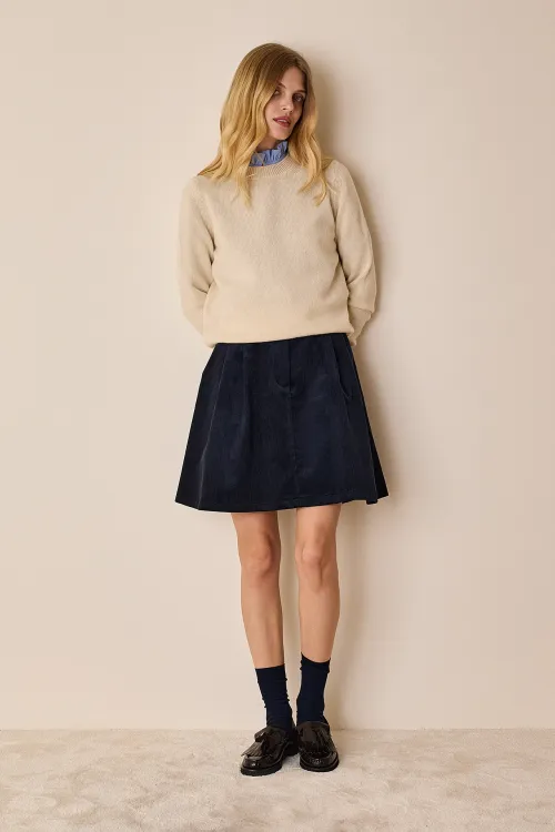 Pleated corduroy skirt