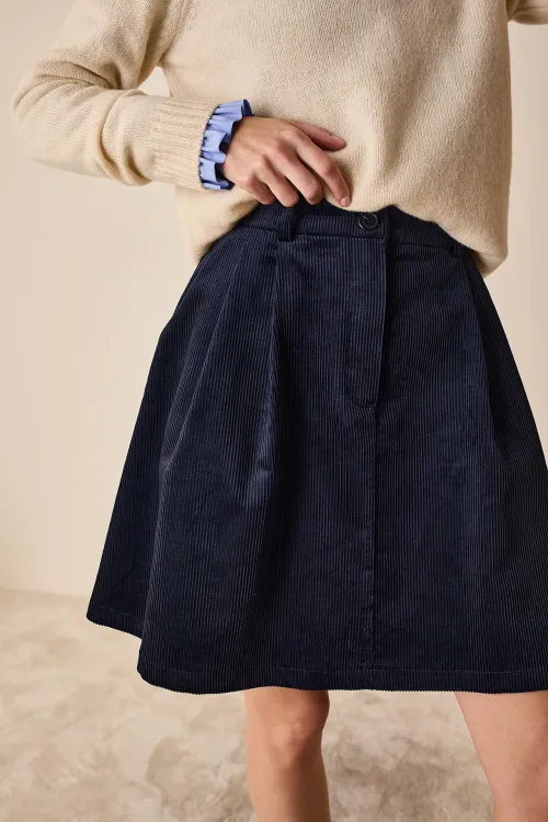 Pleated corduroy skirt