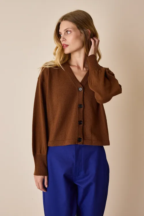 Carded wool cropped cardigan