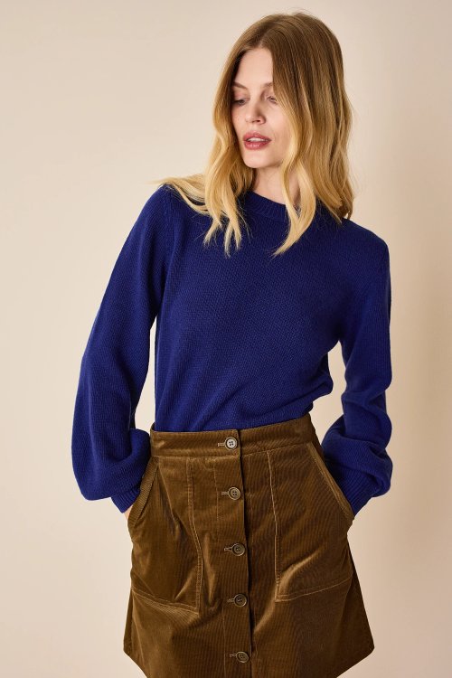 Carded wool crewneck with wide sleeves