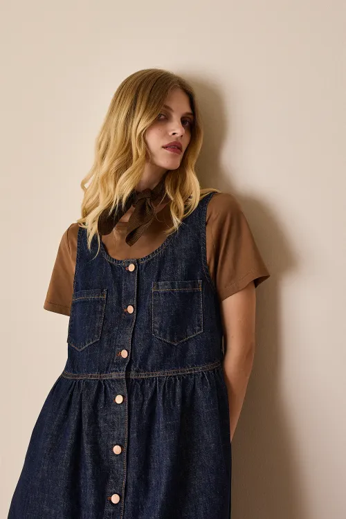 Denim pinafore dress