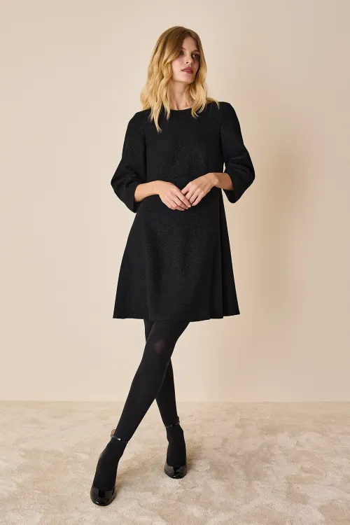 Lurex dress with three-quarter sleeves