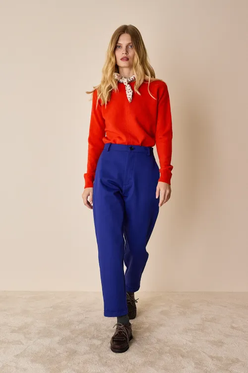 Straight-leg cotton trousers