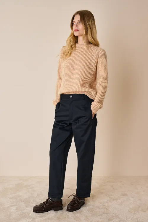 Straight-leg cotton trousers