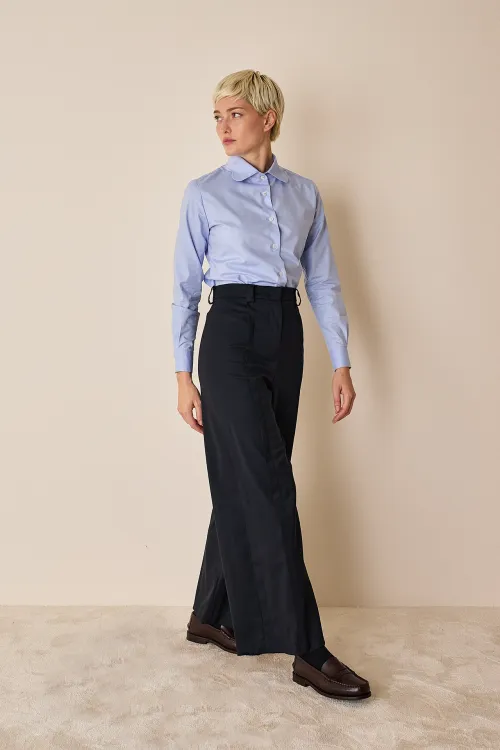 Wool trousers with stitched crease