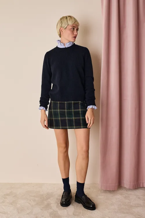 Checked wool miniskirt