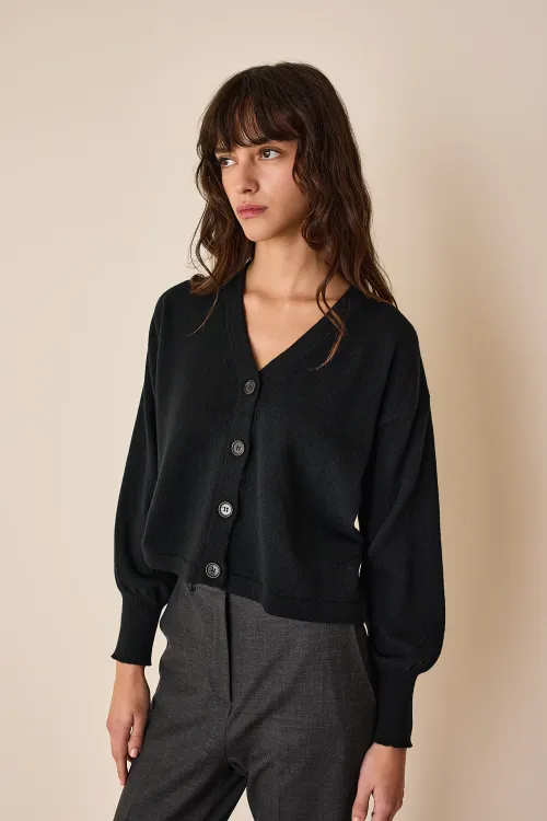 Carded wool cropped cardigan