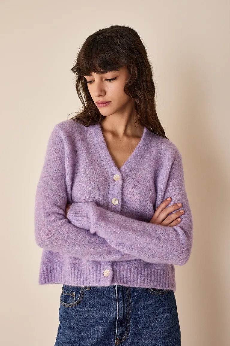 Stretch mohair blend cardigan