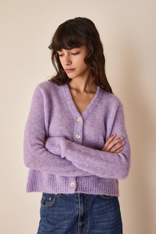 Stretch mohair blend cardigan