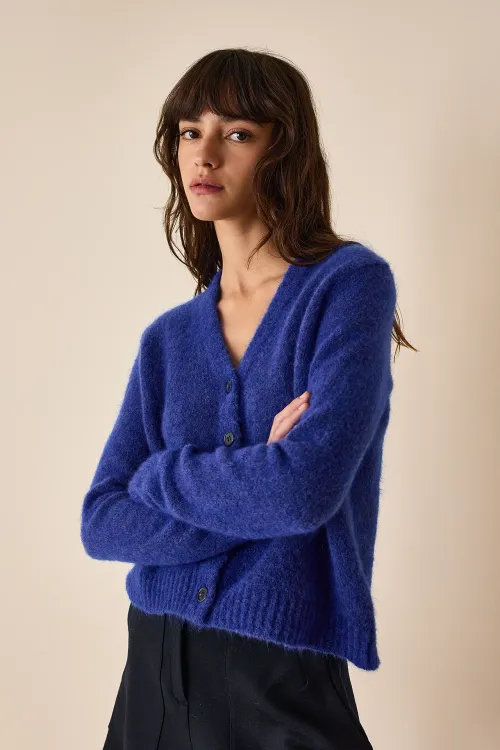 Stretch mohair blend cardigan