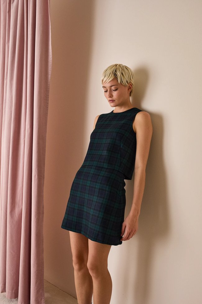 Tartan wool top