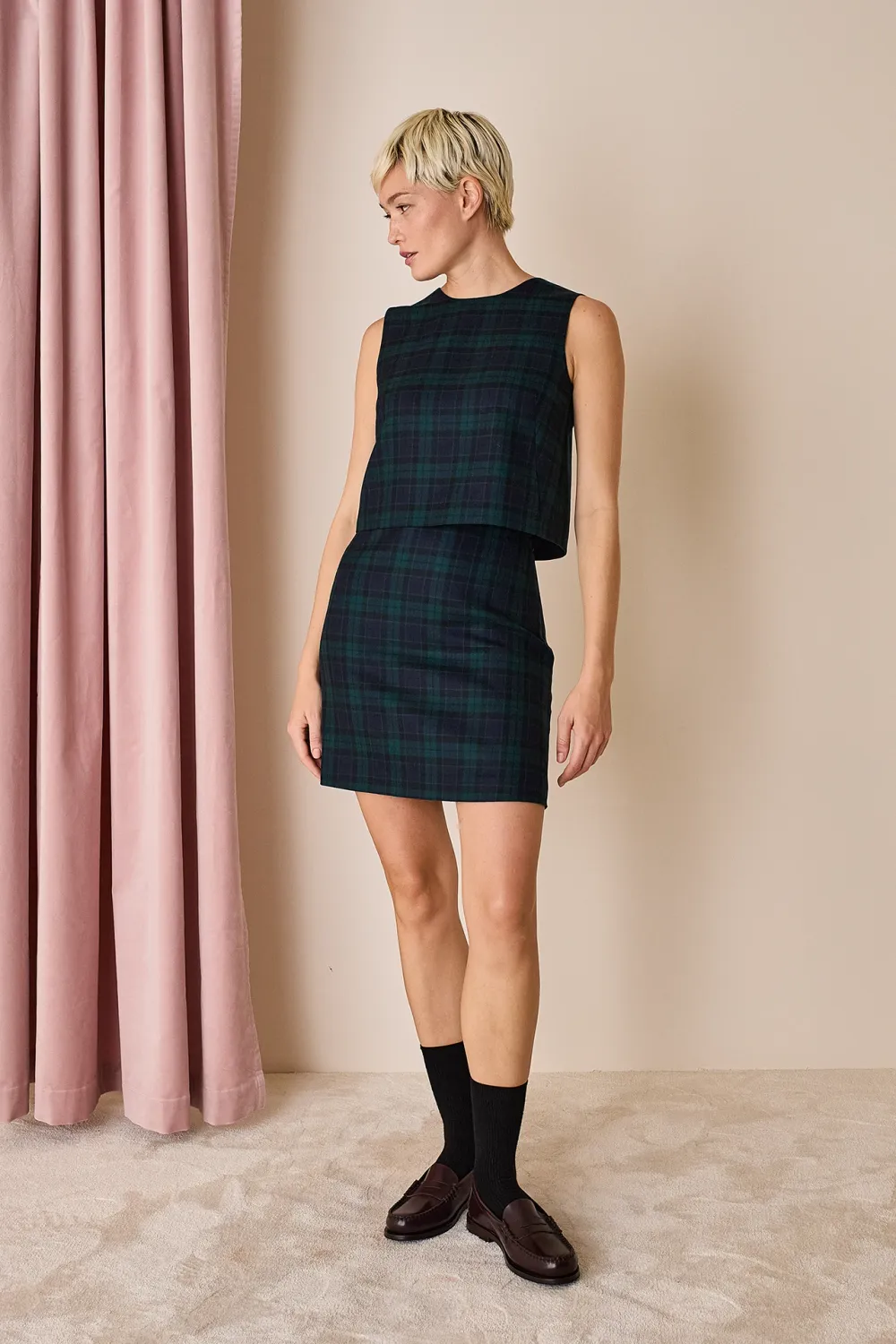 Tartan wool top