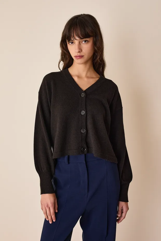 Carded wool cropped cardigan