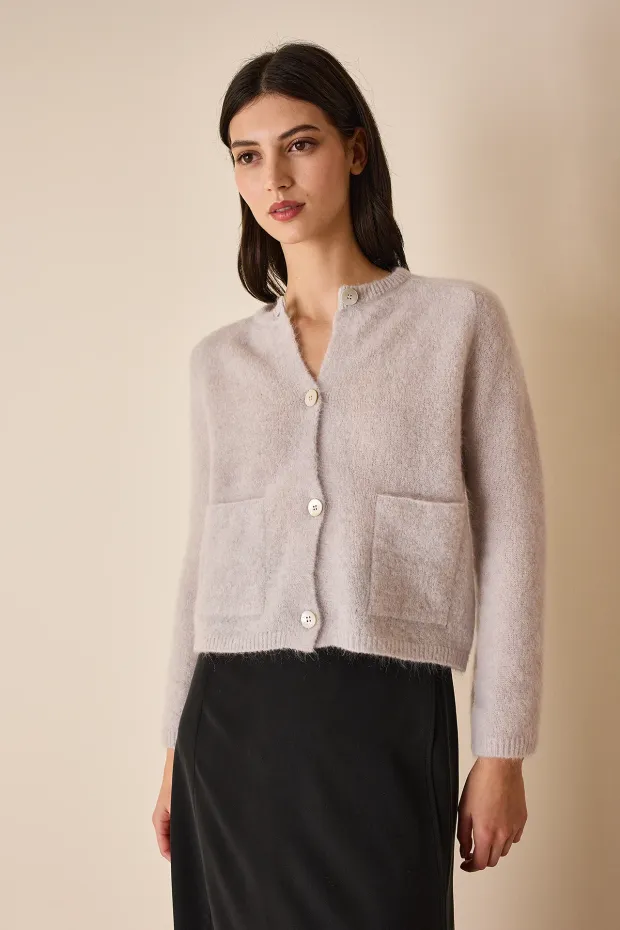 Stretch mohair blend cardigan