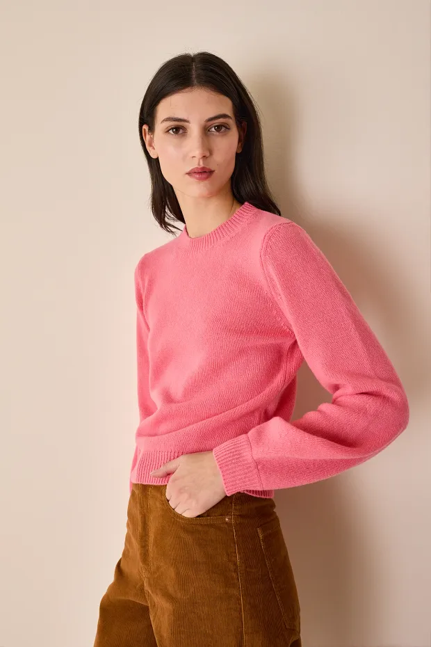 Carded wool crewneck with wide sleeves