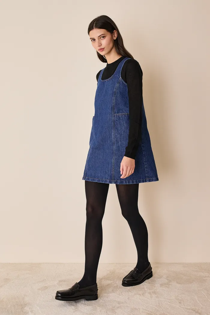 Tights How To Style A Denim Pinafore Dress Denim Pinafore Dress