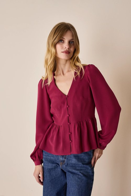 Peplum silk top