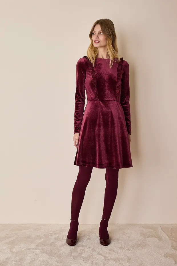 Wide sleeve velvet dress