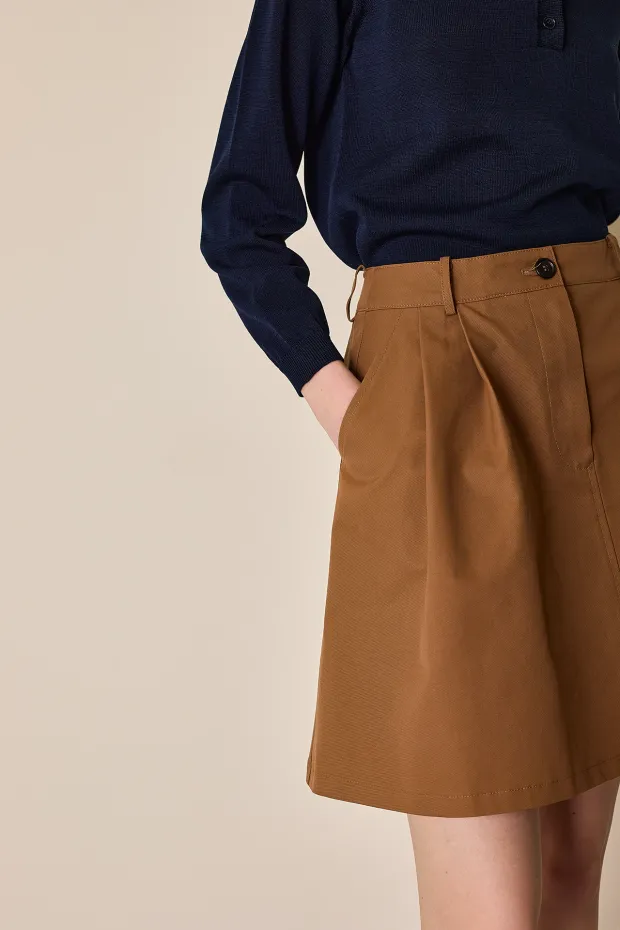 Cotton skirt with pleats