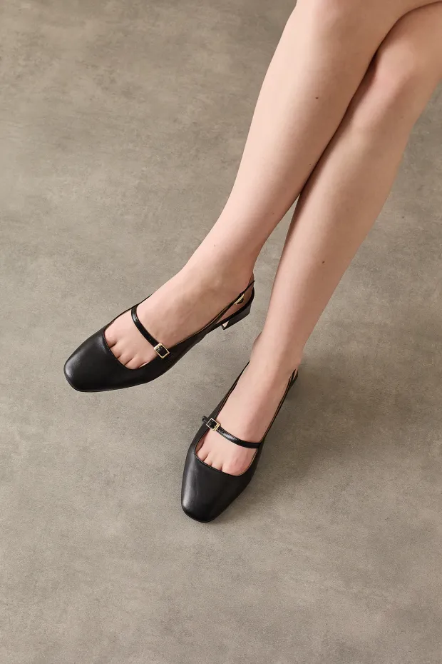 Square neckline slingback 4 cm