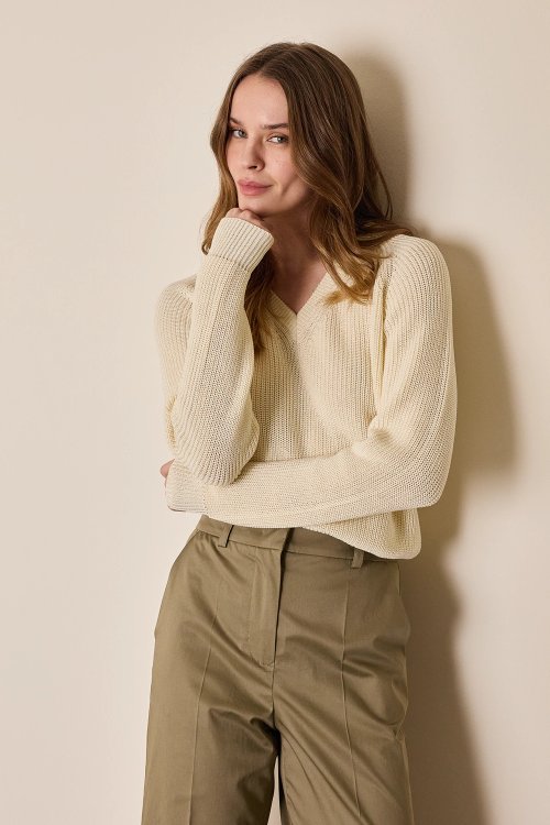 Cotton V-neck jumper