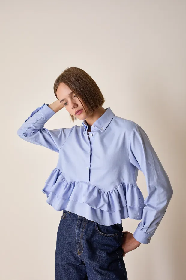 Button-down ruffled shirt